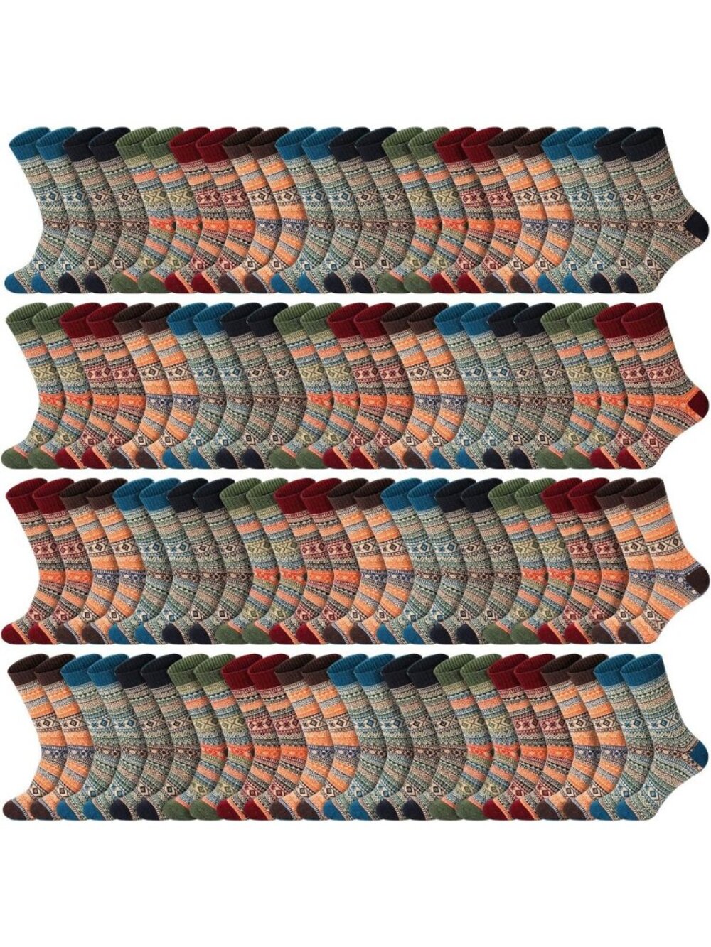 Cozy 50 Pairs Vintage Thermal Wool Socks for Women & Men - Warm & Stylish